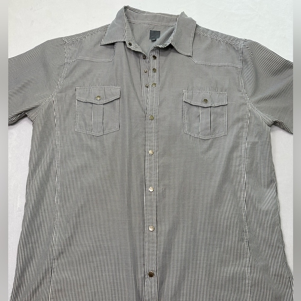 GRAY Saks Fifth‎ Avenue Striped Button Up Shirt Mens Size XXL